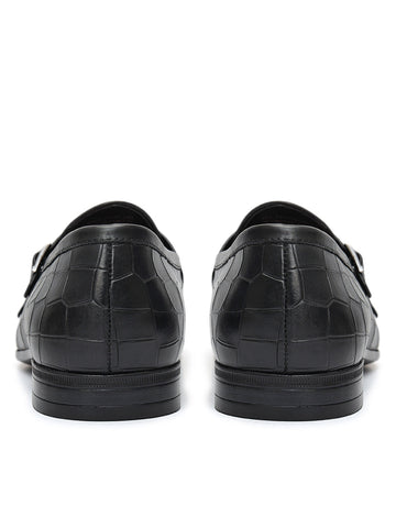 Black Croco Textured Monk Straps