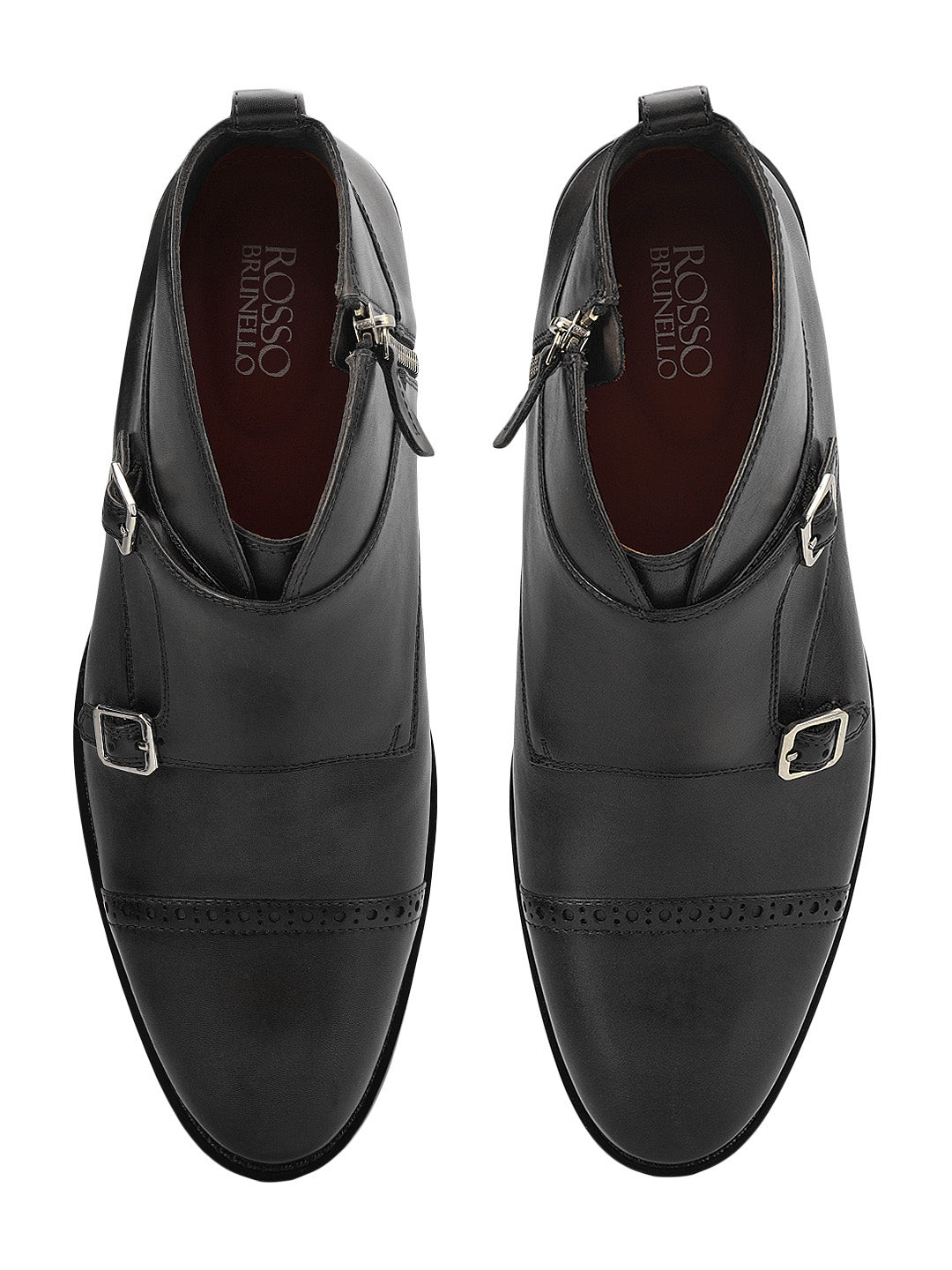 Black Monk Strap Style Leather Boots