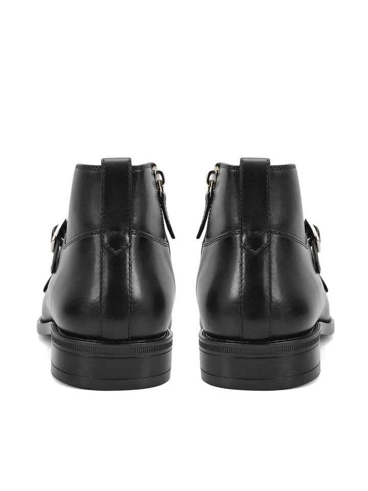 Black Monk Strap Style Leather Boots