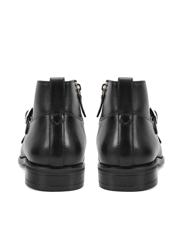 Black Monk Strap Style Leather Boots
