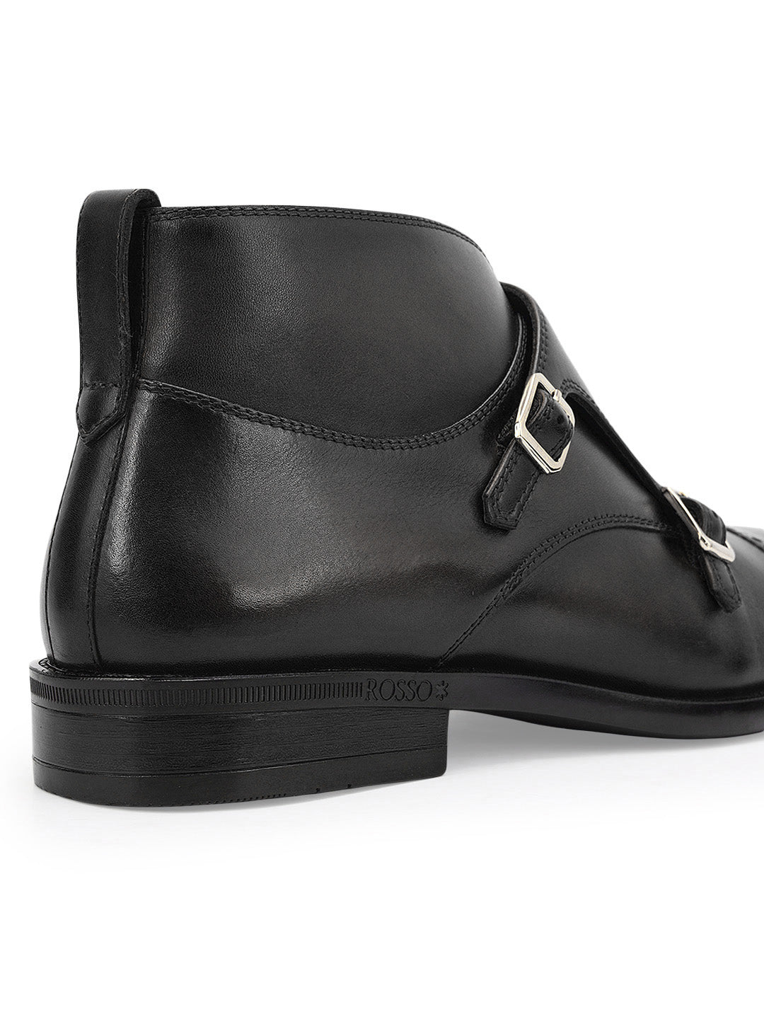Black Monk Strap Style Leather Boots
