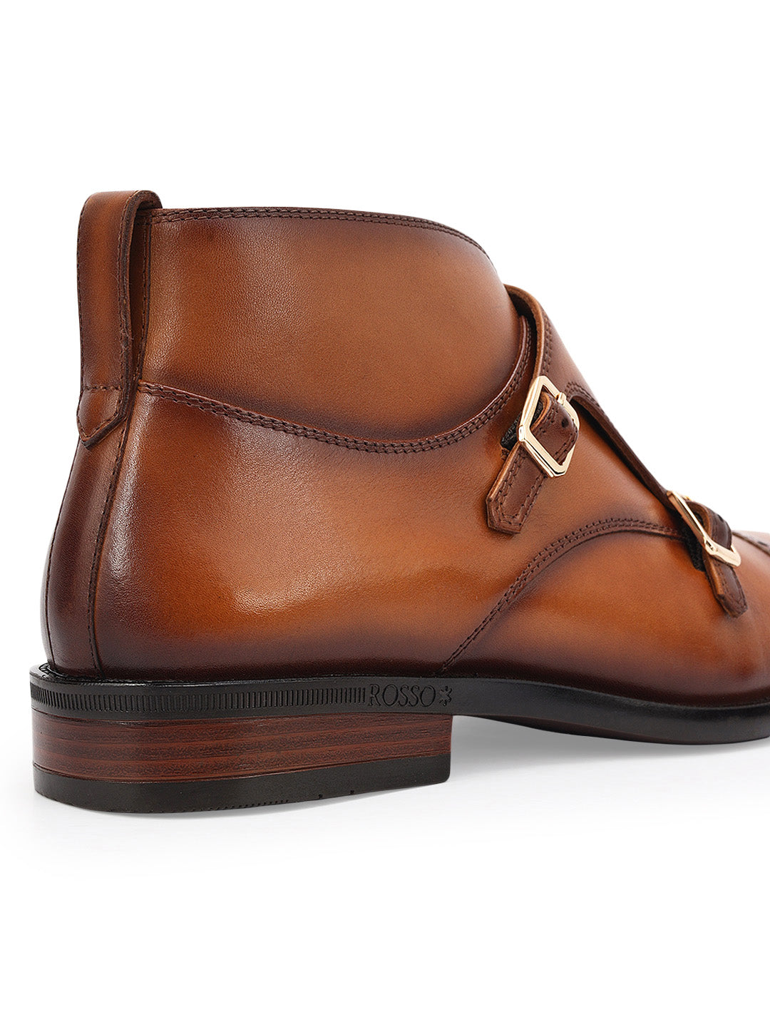 Tan Monk Strap Style Leather Boots