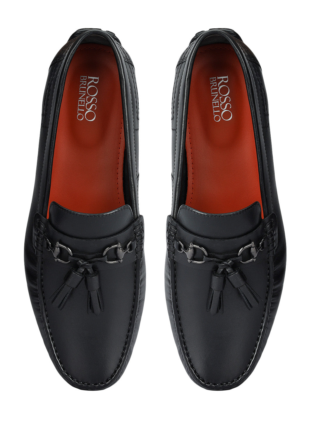 Black Leather Moccasins With Tassels