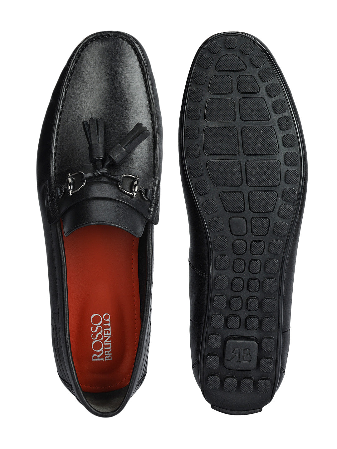 Black Leather Moccasins With Tassels