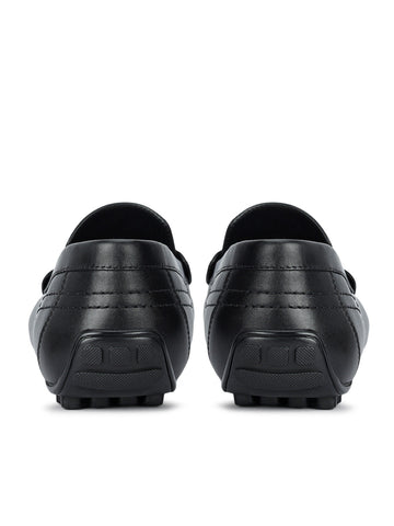 Black Leather Moccasins With Tassels