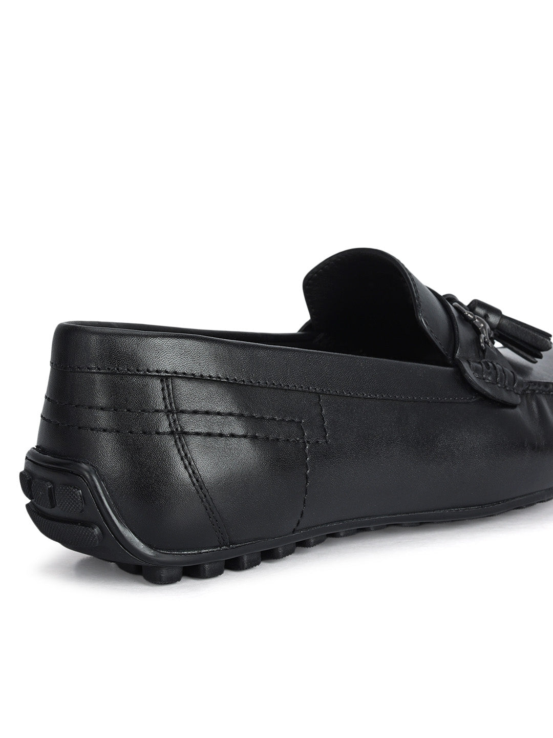 Black Leather Moccasins With Tassels