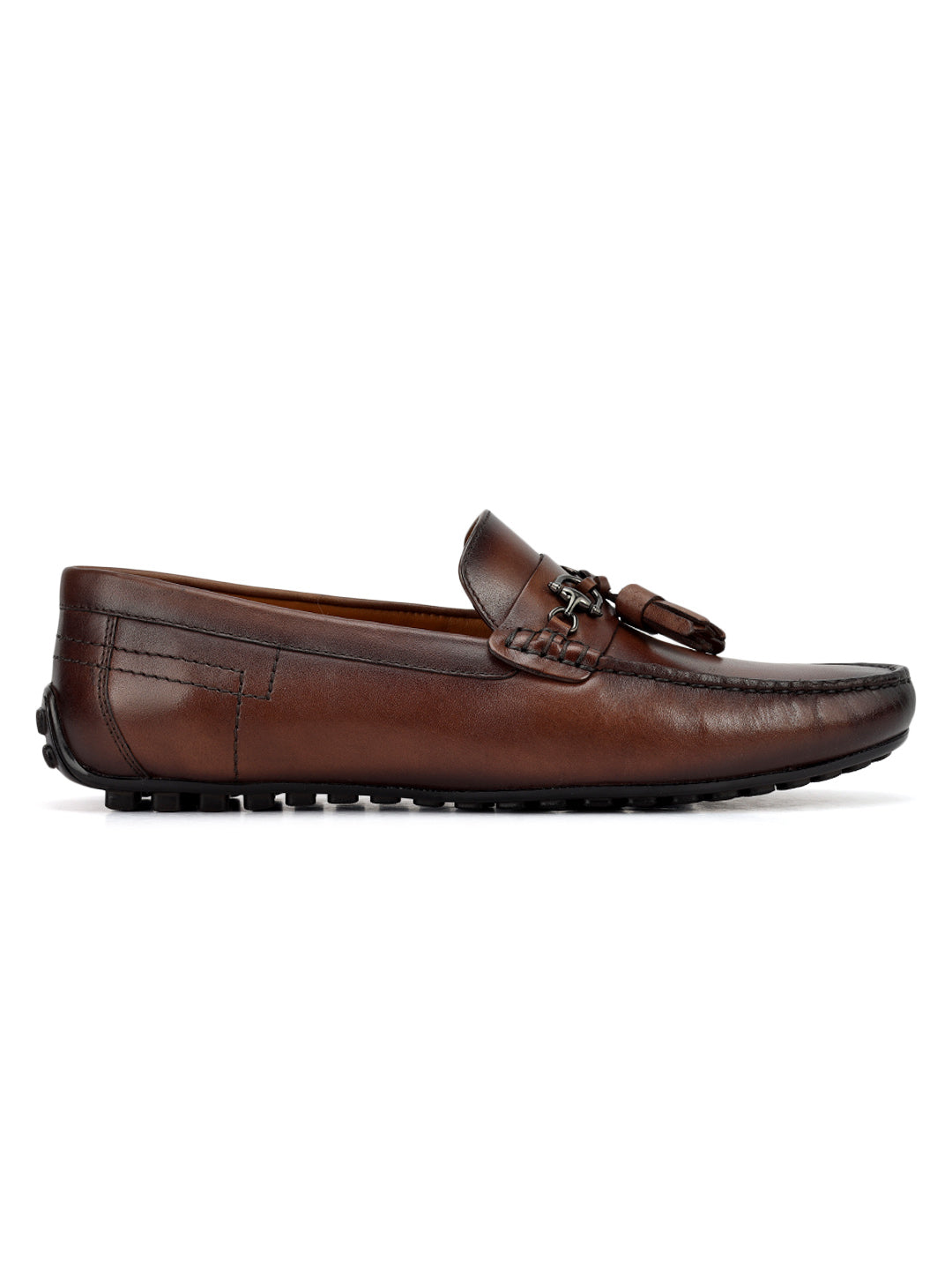 Brown Leather Moccasins With Tassels