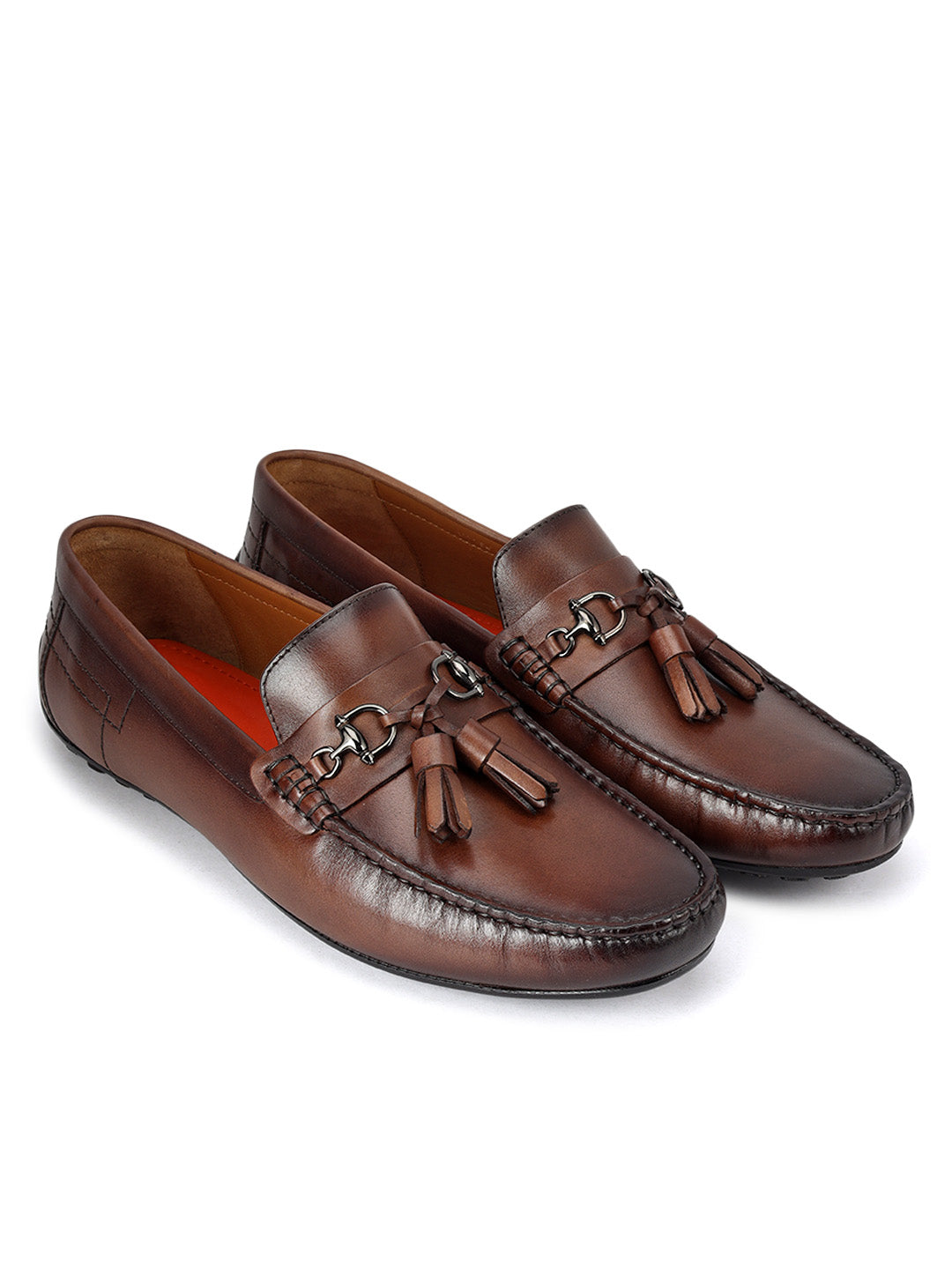 Brown Leather Moccasins With Tassels