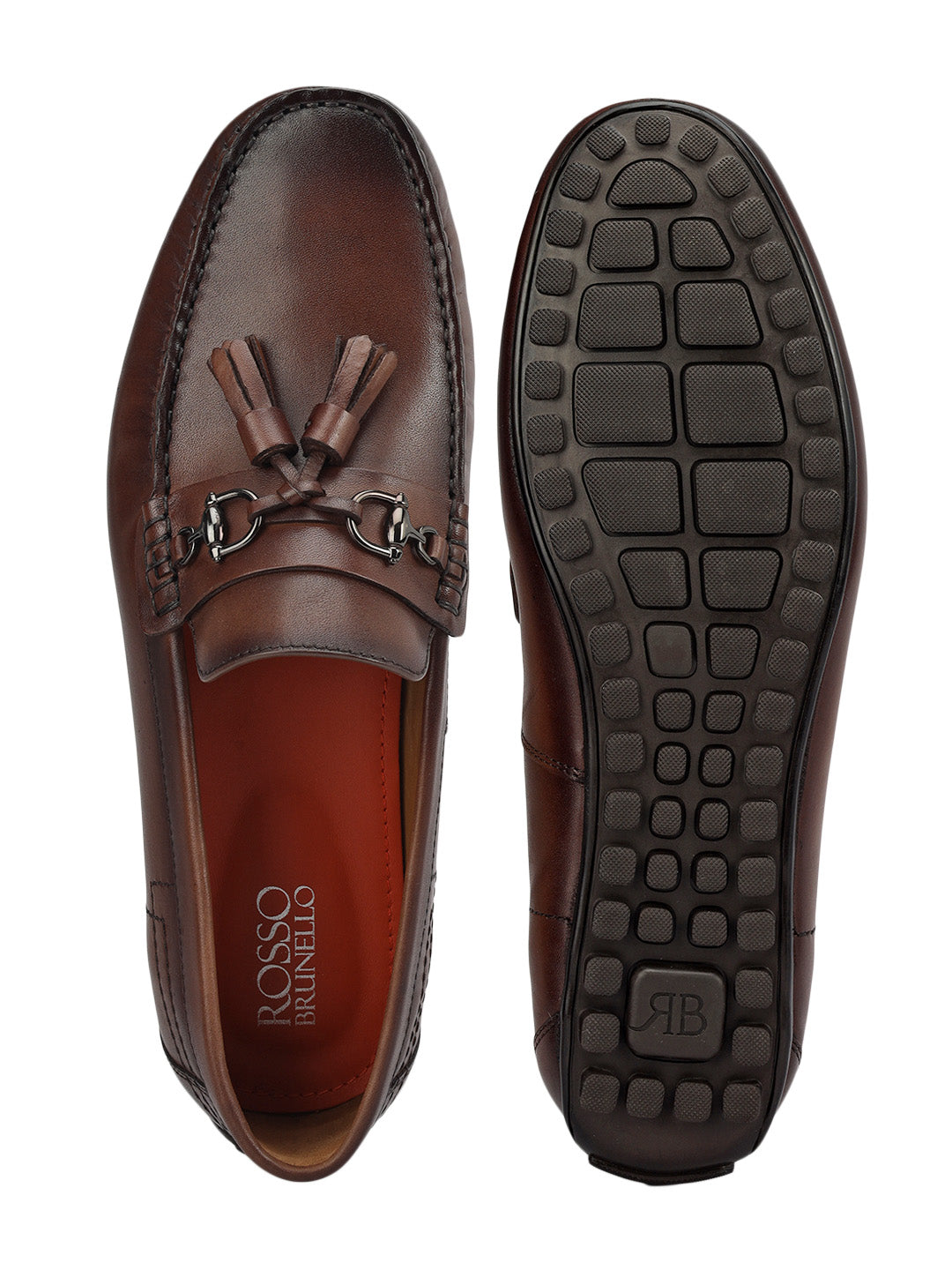 Brown Leather Moccasins With Tassels