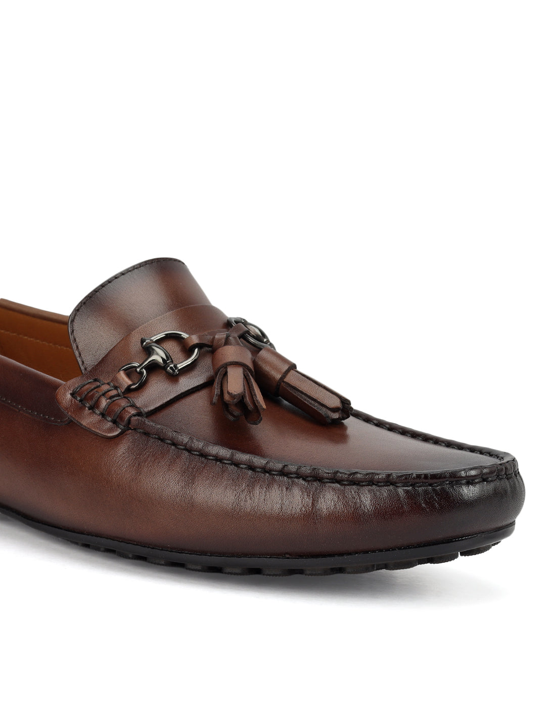 Brown Leather Moccasins With Tassels