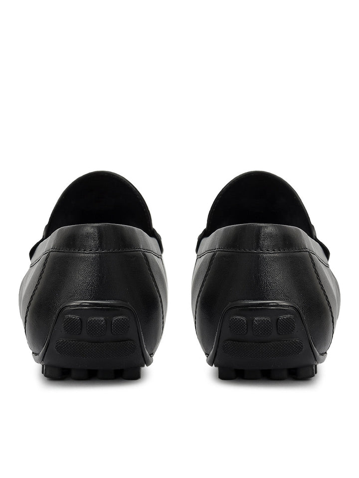 Black Croco Textured Moccasins