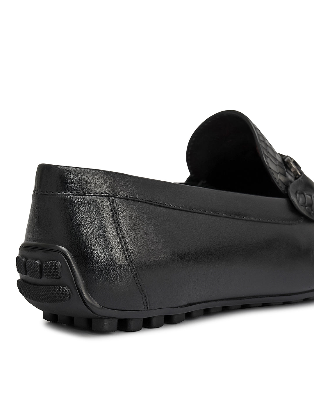 Black Croco Textured Moccasins