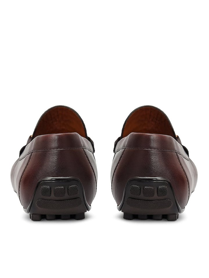 Brown Croco Textured Moccasins