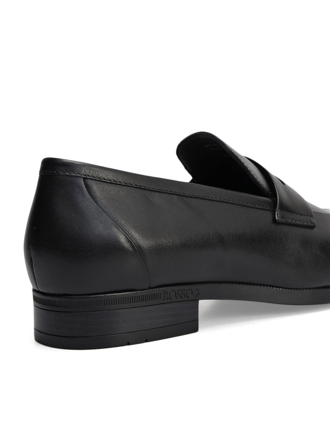 Black Leather Loafers With Panel
