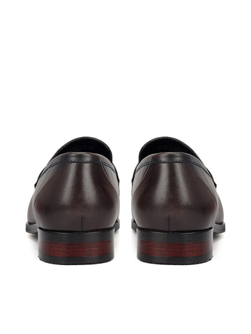 Grey Leather Loafers With Panel