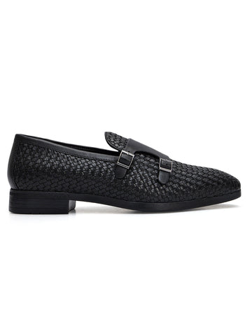 Black Mat Textured Monk Straps