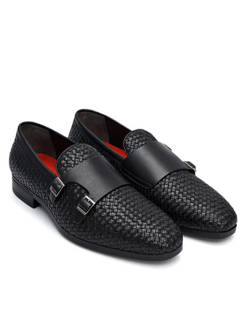 Black Mat Textured Monk Straps