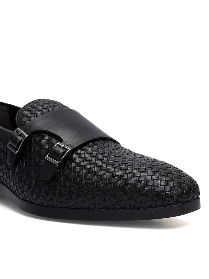 Black Mat Textured Monk Straps