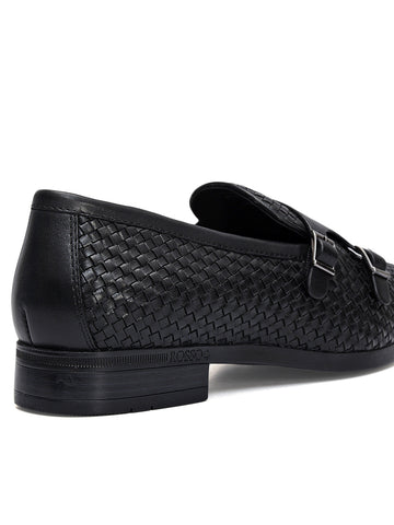 Black Mat Textured Monk Straps