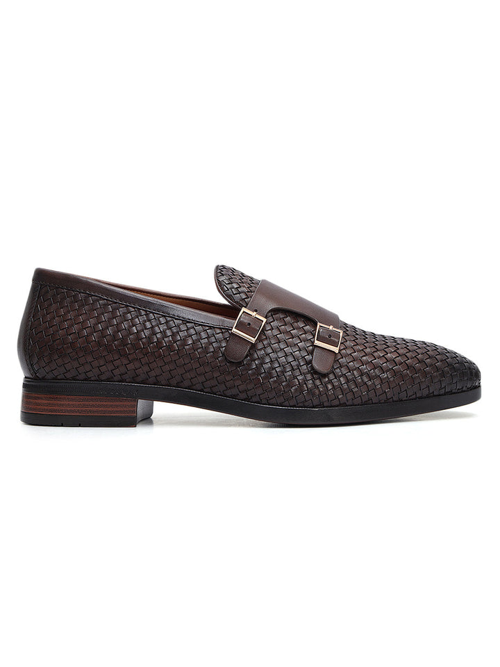 Brown Mat Textured Monk Straps