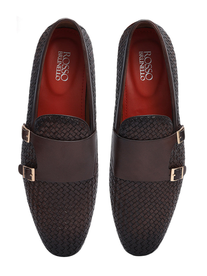 Brown Mat Textured Monk Straps