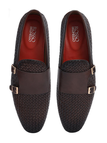 Brown Mat Textured Monk Straps