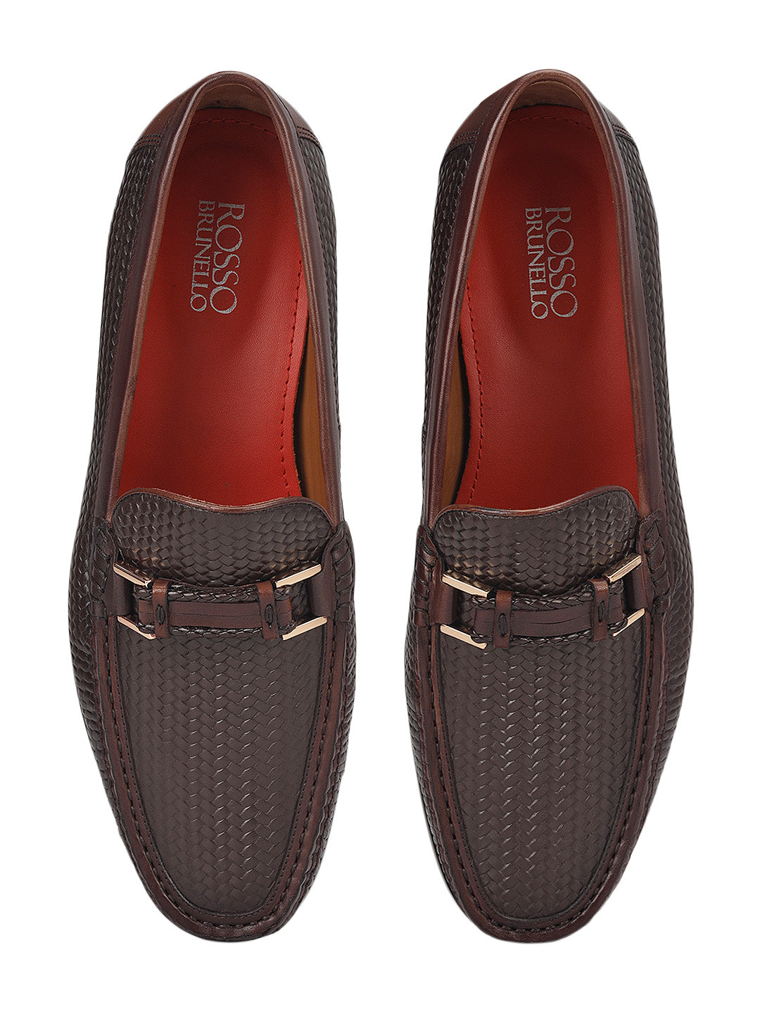 Brown Woven Leather Loafers