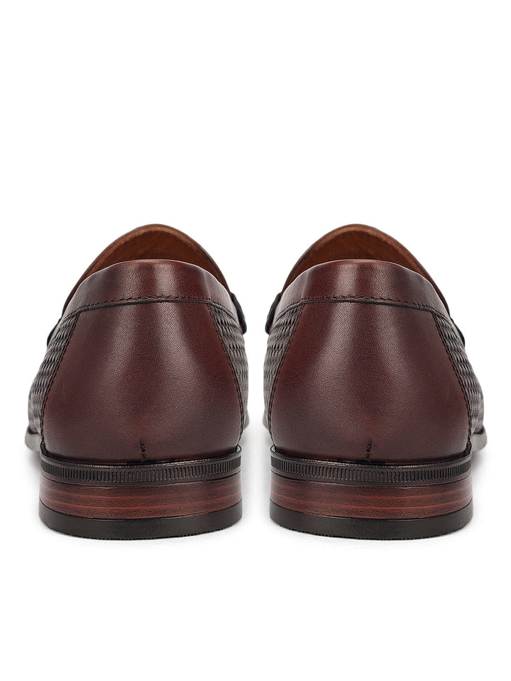Brown Woven Leather Loafers