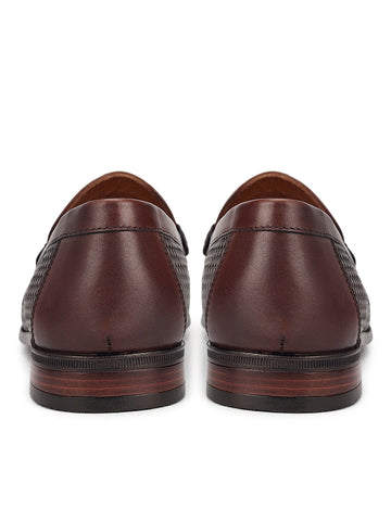Brown Woven Leather Loafers