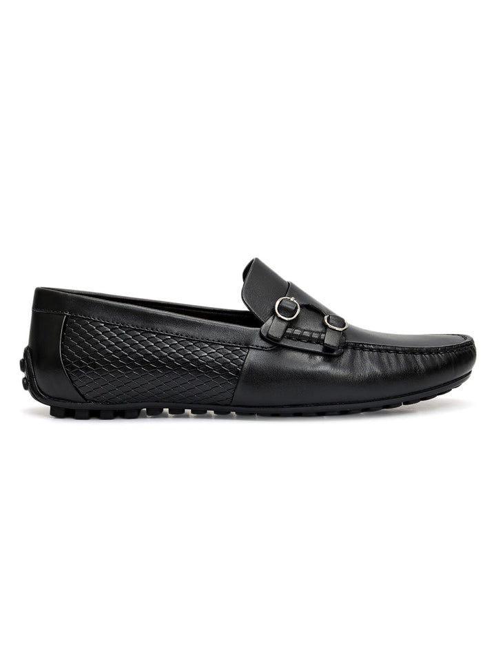Black Monk Strap Style Moccasins