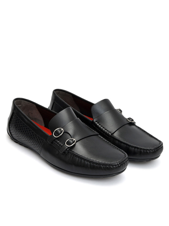 Black Monk Strap Style Moccasins