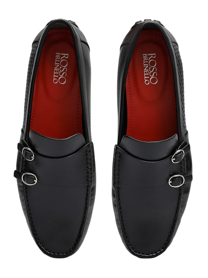 Black Monk Strap Style Moccasins