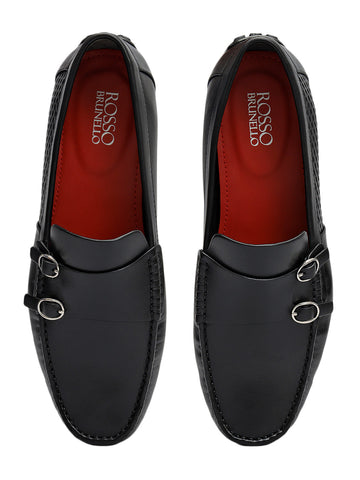 Black Monk Strap Style Moccasins