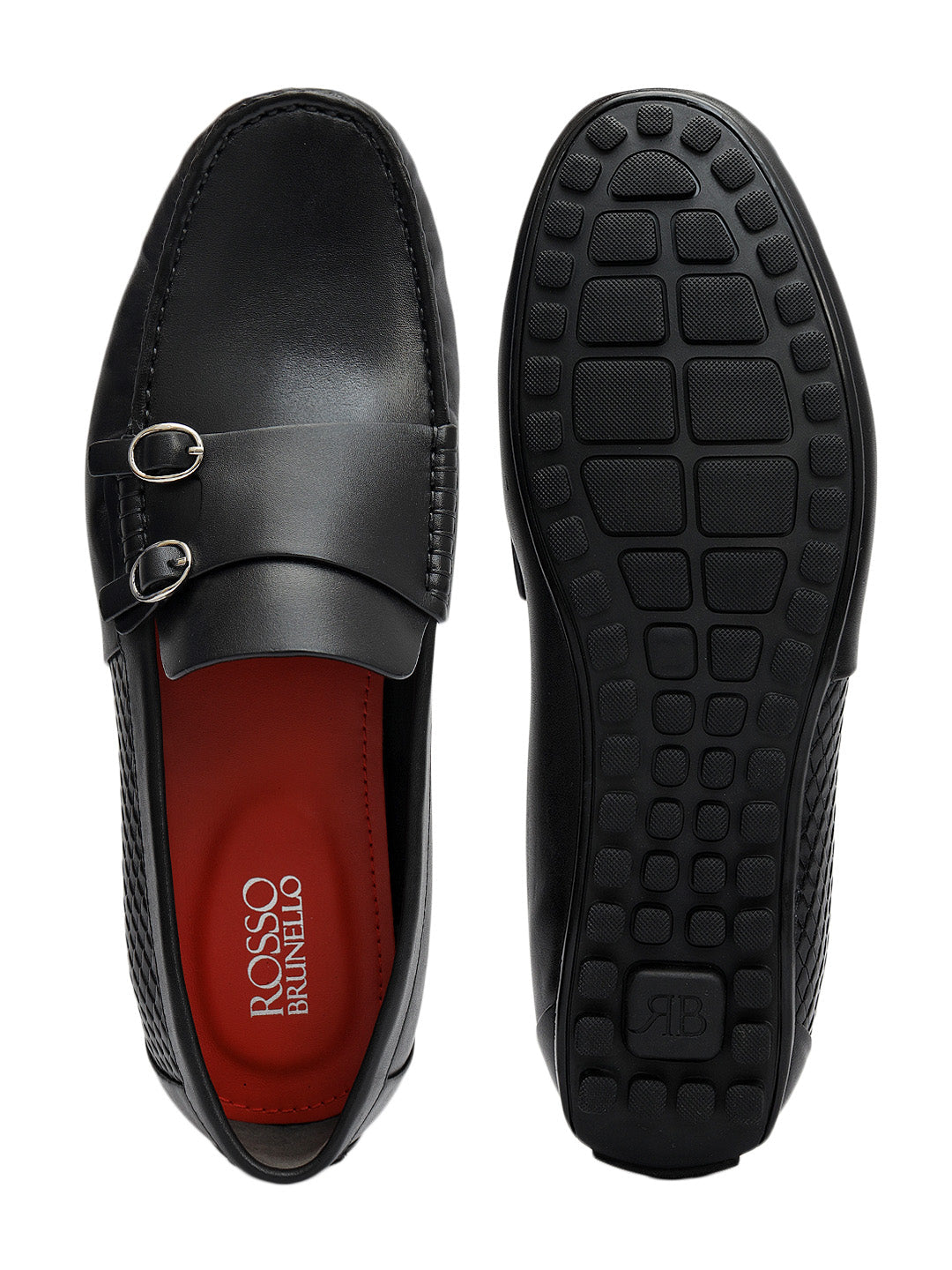 Black Monk Strap Style Moccasins