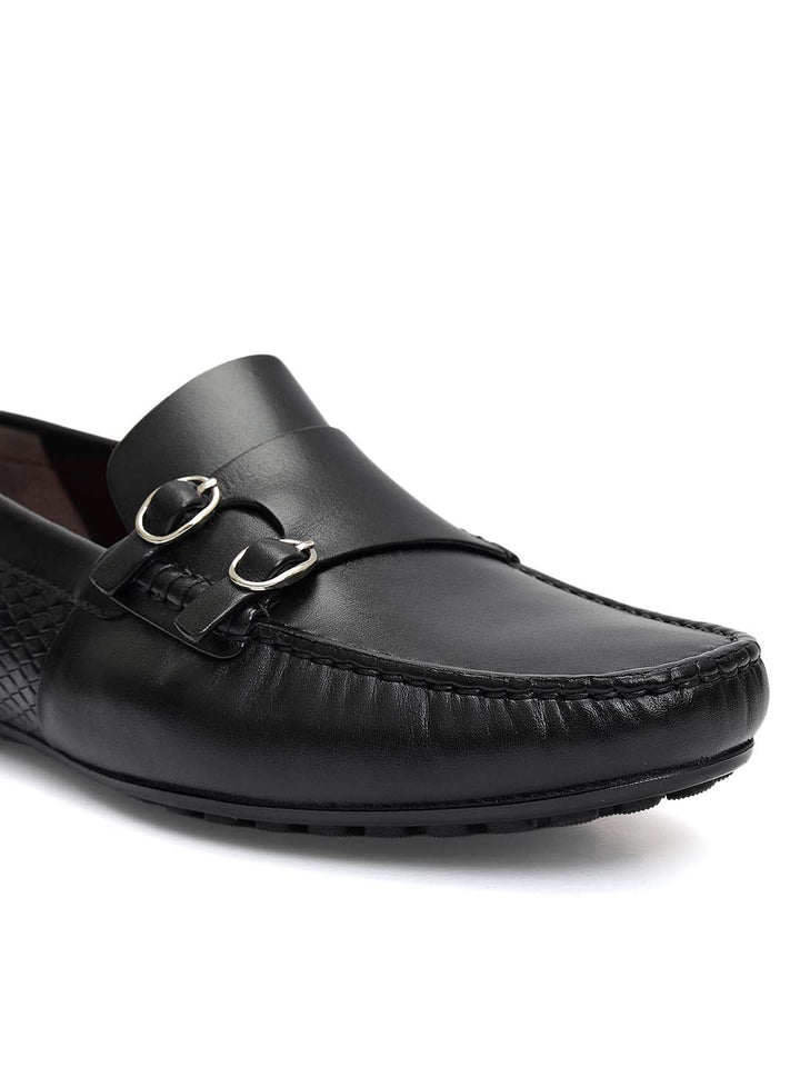 Black Monk Strap Style Moccasins