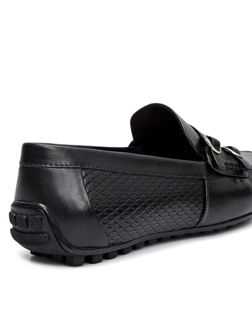 Black Monk Strap Style Moccasins