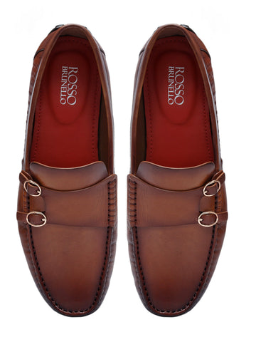 Tan Monk Strap Style Moccasins