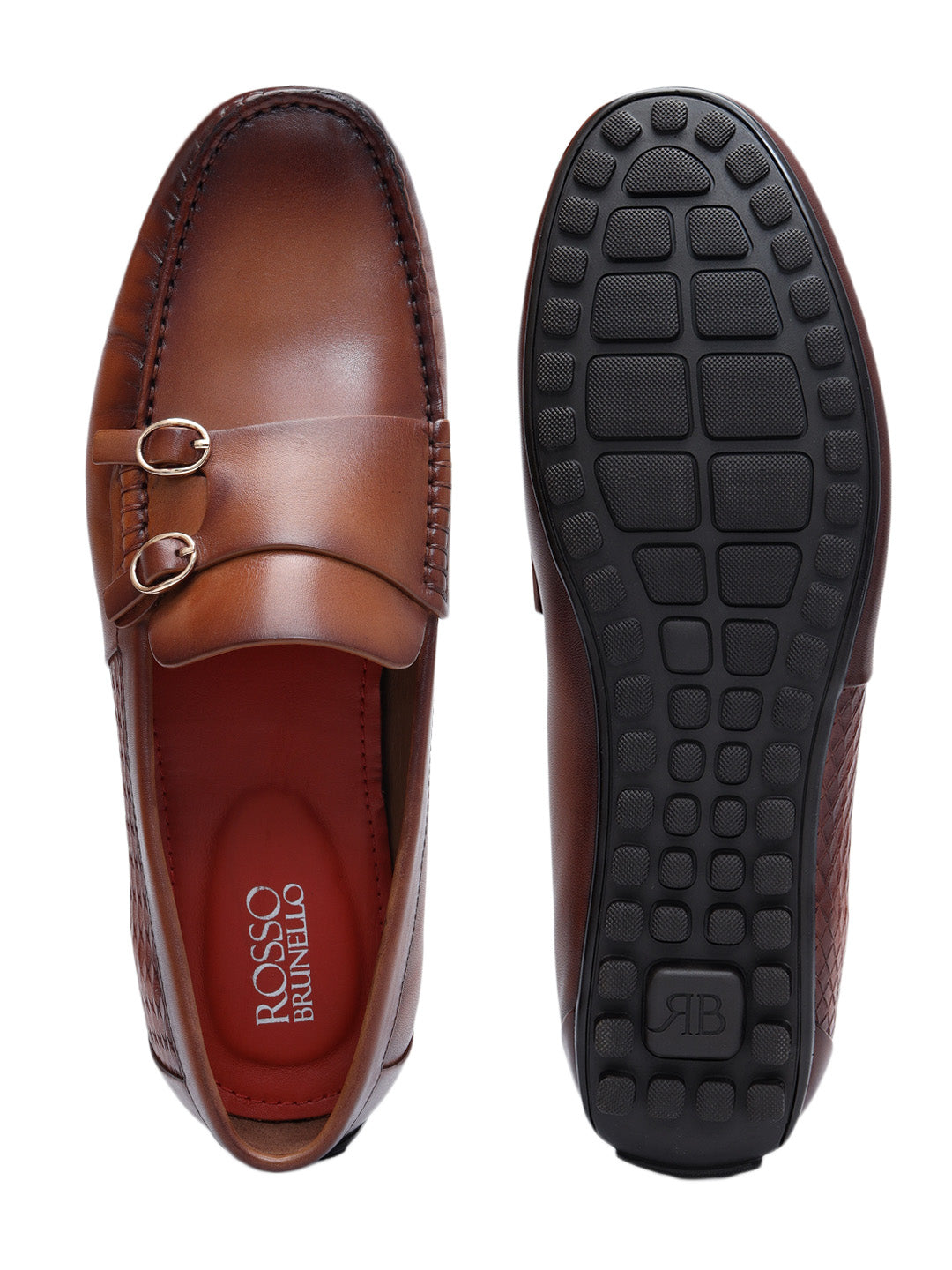 Tan Monk Strap Style Moccasins