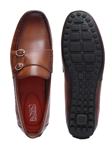 Tan Monk Strap Style Moccasins