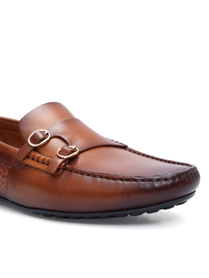 Tan Monk Strap Style Moccasins