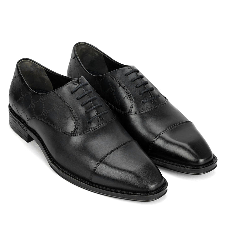 Black Monogram Leather Lace Ups