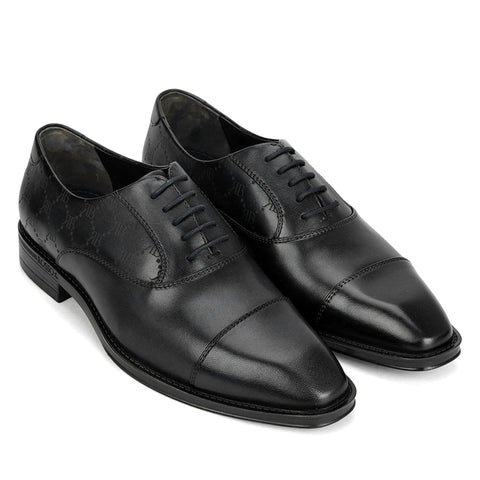 Black Monogram Leather Lace Ups
