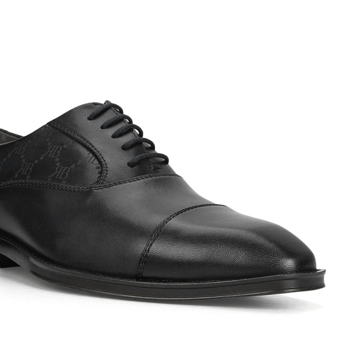 Black Monogram Leather Lace Ups