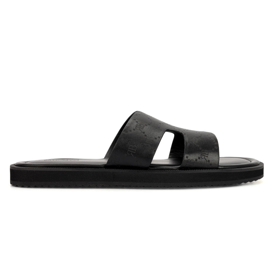 Black Monogram Leather Slippers