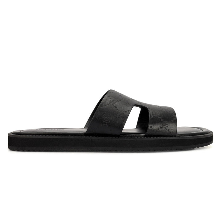 Black Monogram Leather Slippers