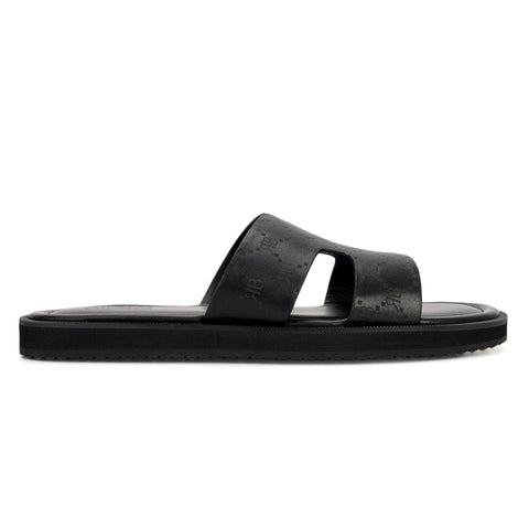Black Monogram Leather Slippers