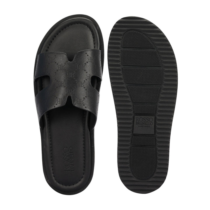 Black Monogram Leather Slippers