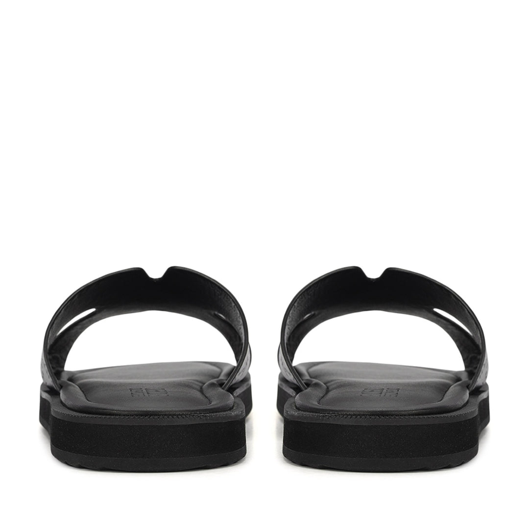 Black Monogram Leather Slippers
