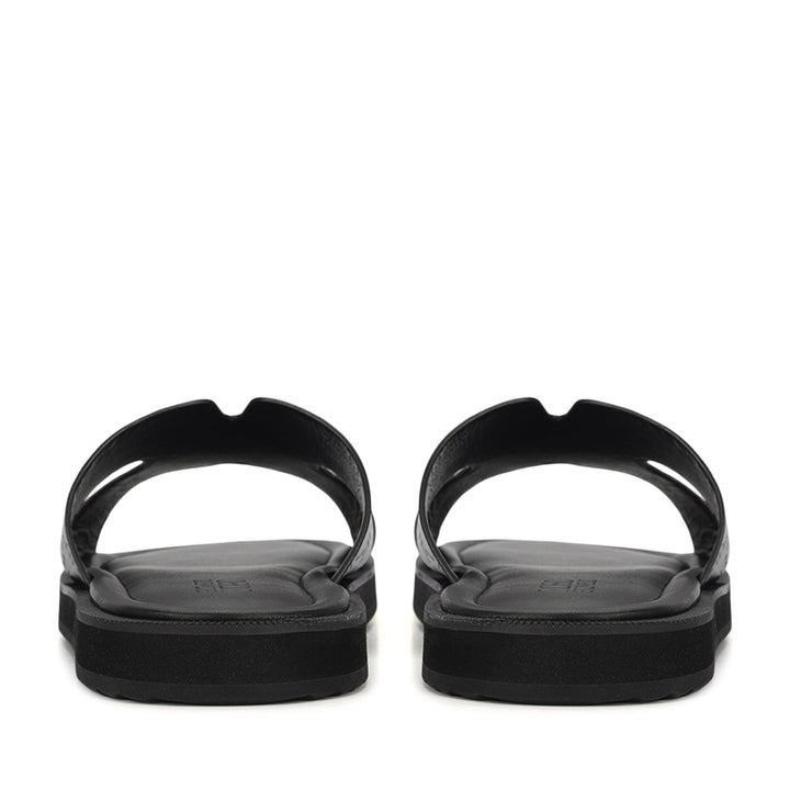 Black Monogram Leather Slippers