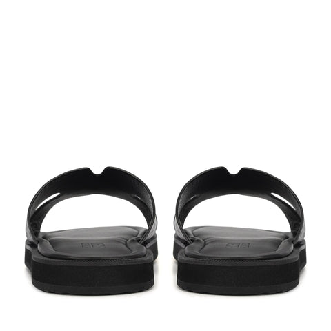 Black Monogram Leather Slippers